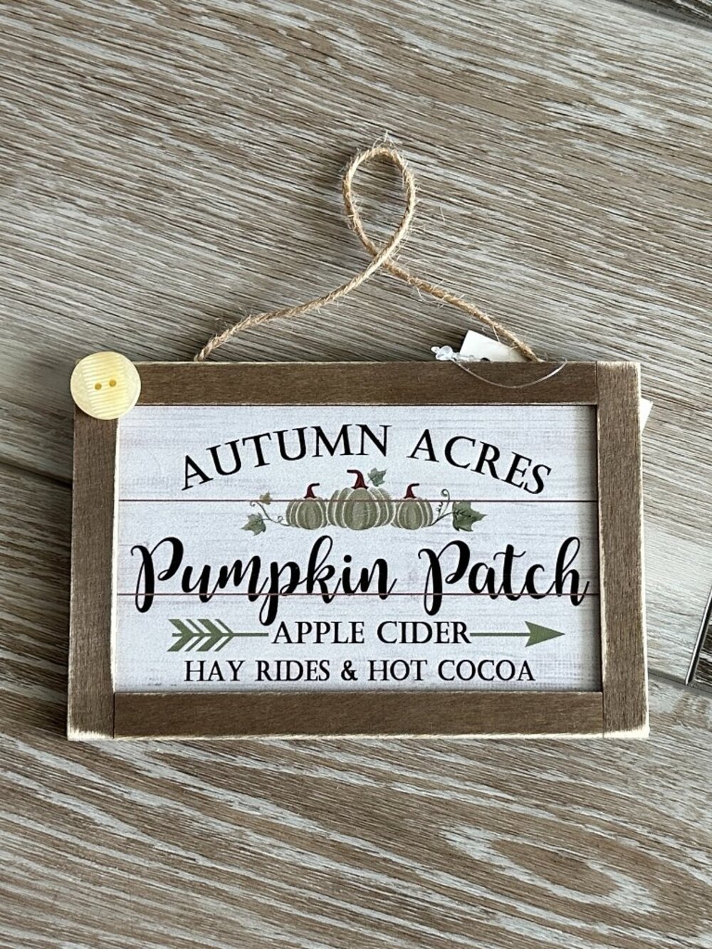 NWT Adorable Fall Wooden Hanging Sign Autumn Acres Pumpkin Patch